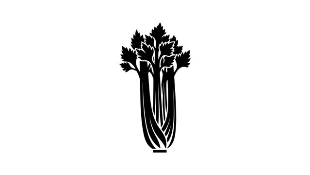 Stylized black celery silhouette on white background for modern designs