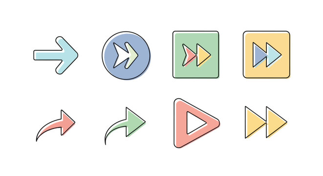 Collection of play and arrow icons.