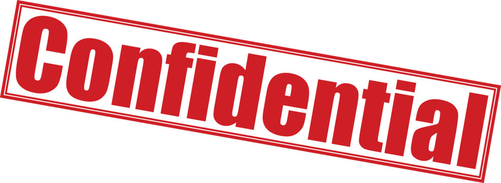 Confidential red stamp on with dotted border