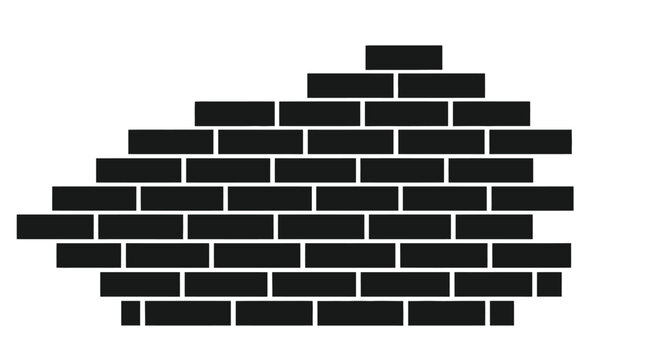 Black brick wall structure on a white background for construction and architecture concepts