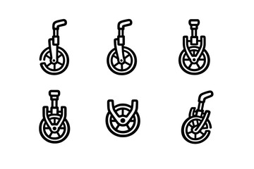 A collection of six minimalist black line icons representing various © PAPA STOCK