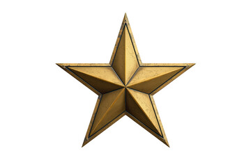 Obraz premium Golden textured five-pointed star icon representing success, quality, achievement, and exclusive rewards on transparent background