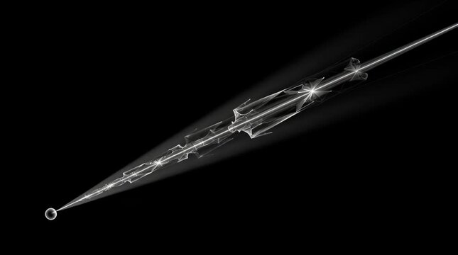 Futuristic, Technology and Innovation concept with sleek spaceship soaring through dark space. A modern spacecraft exploring distant galaxies, showcasing advanced propulsion systems. Exploration