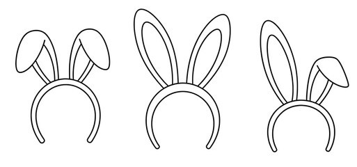 Obraz premium Cute bunny ear headbands in three different styles, perfect for Easter celebrations, showcasing playful designs and festive spirit for holiday fun and enjoyment