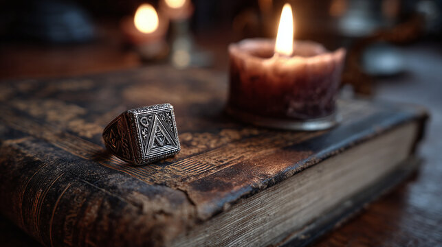 Candlelit wisdom the mystique of a vintage masonic ring and leather book
