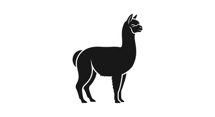 Fototapeta premium Black llama silhouette icon on white background, vector illustration