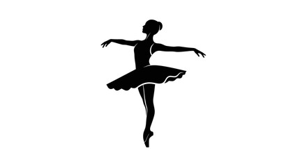 Ballet Dancer Silhouette: Elegant Pose on White Background, Graceful Movement © Alienmarsh