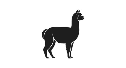 Fototapeta premium Black Alpaca Silhouette Vector Icon - Isolated on White Background