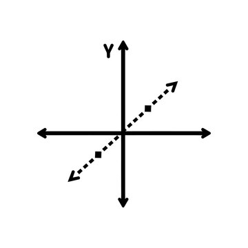 black and white line art of coordinate plane with dotted line