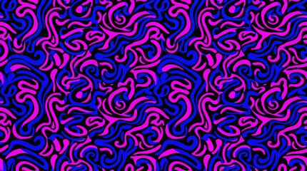 Fototapeta premium Vibrant pink and blue psychedelic swirl abstract background pattern for design.