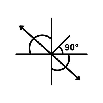 black and white line art of intersecting lines with 90 degree angle