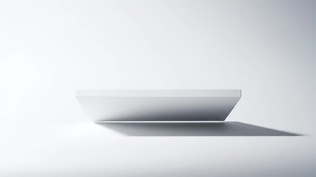 White blank rectangular card with shadow on minimalist studio background