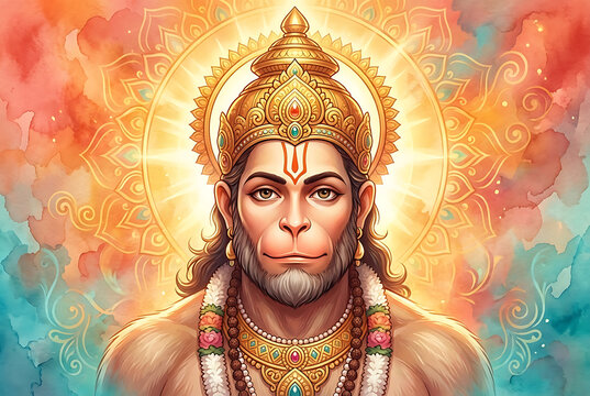 Serene lord hanuman mandala background for hanuman jayanti wallpapers and hanuman chalisa listening for hanuman puja rituals to honor the birth of the mighty monkey god