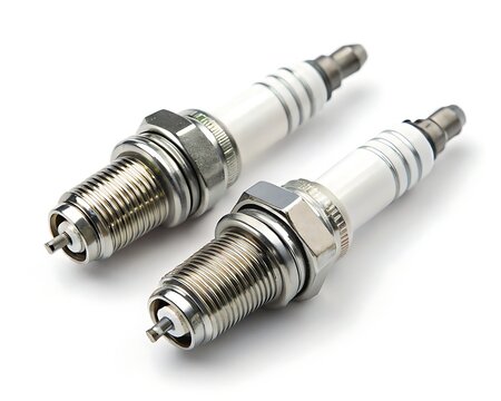 Two spark plugs displayed against a plain background