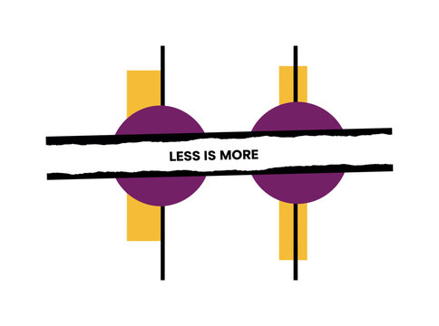Black and white torn paper strip with a short quote implied visually, intersected by bold circular shapes and flat rectangular color blocks, thin vertical