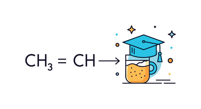 Chemical equation starting point highlighting reactant symbols positioned before a thin arrow. Clean typographic elements and minimal bond lines convey clarity