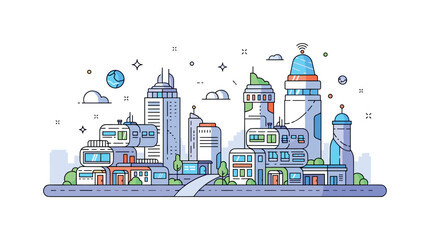 Obraz premium Futuristic residential zone on another planet with modular housing, energy-efficient towers, and glowing streets, emphasizing sustainable urban planning and