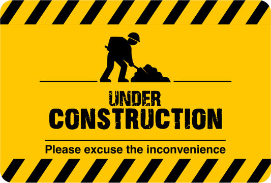 Under Construction Sign Vector EPS &ndash; Construction Warning Sign, Digital Download, CDR/AI Compatible, DIY Printable