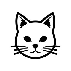 Fototapeta premium black and white line art cat face icon