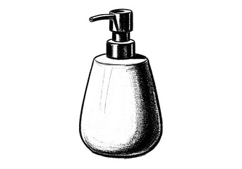 Obraz premium Hand-drawn illustration of a clear glass soap dispenser with a black pump mechanism