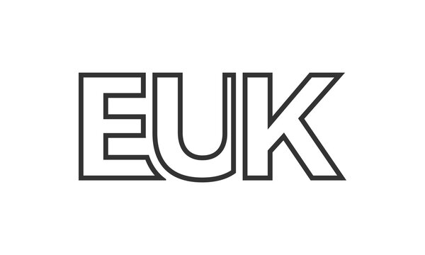EUK logo design template with strong and modern bold text. Initial based vector logotype featuring simple and minimal typography. Trendy company identity.