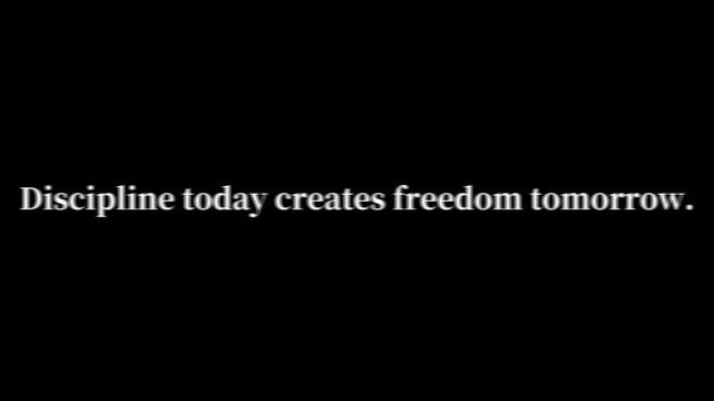 A motivational video showcasing a powerful quote about discipline and freedom