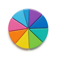 Fototapeta premium Colorful Multi-Segmented Pie Chart isolated on transparent background