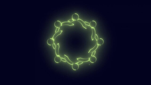 Glowing neon line group connection sign