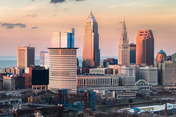 Obraz premium Cleveland Ohio Downtown City Skyline Dusk