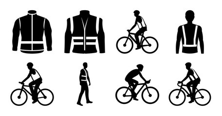 Obraz premium High visibility safety clothing and bicyclist icons showing different views