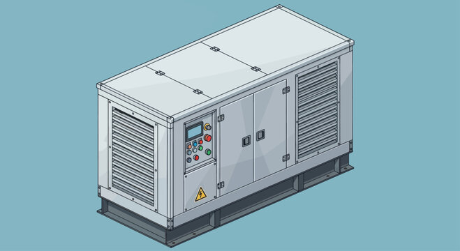 Industrial Power Generator Unit Providing Backup Electricity Supply.