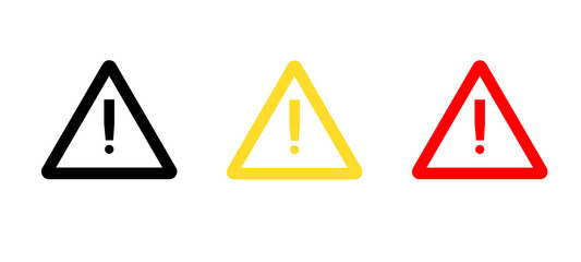 Naklejka na ściany i meble set of warning sign triangle. Black yellow and red danger alert risk caution icon png file type
