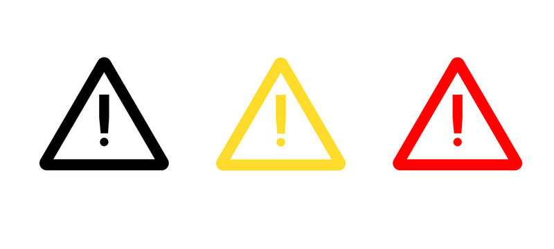 set of warning sign triangle. Black yellow and red danger alert risk caution icon png file type