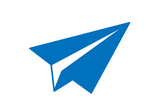Blue paper plane icon for send and message delivery png transparent background