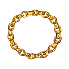 Obraz premium Golden chain round border frame. Wreath gold circle shape. Realistic illustration isolated on a white background 