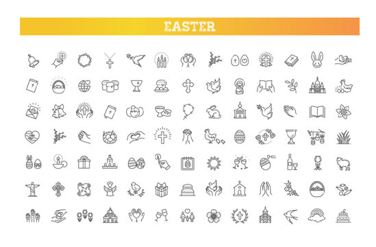 Easter Line Icons Set