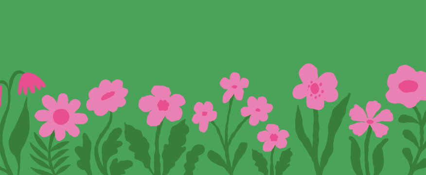 Vector hand drawn sketchy doodle illustration, flowers for prints and cards, simple minimal design elements, blossom and spring