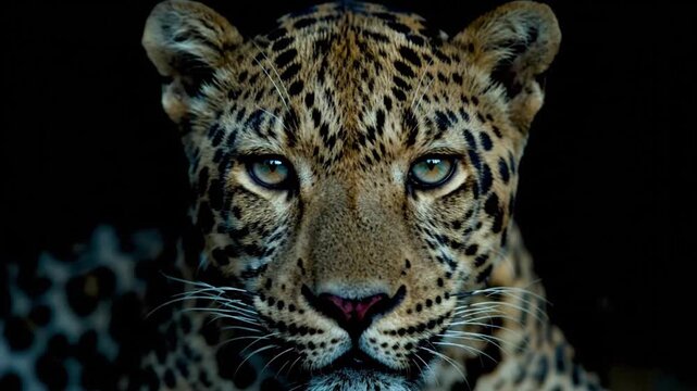 Leopard Close-up Moody Low-key Lighting Spot Pattern for Wildlife Conservation