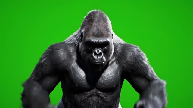 Majestic Gorilla in Action - A Powerful Display of Strength.