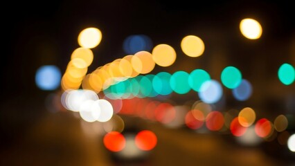 Fototapeta premium Blurred City Lights at Night Time.