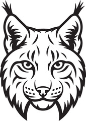 Fototapeta premium lynx's head in profile. The artwork features sharp lines and stylized fur details. black drawing vector