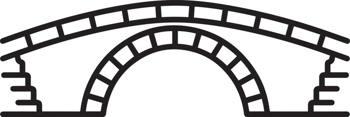 Fototapeta premium arch bridge with a roadway on top. The vector is isolated is suitable for print and digital use. black drawing vector