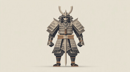 Fototapeta premium Minimal Samurai Armor Character Vector Illustration