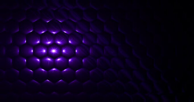 glowing purple hexagon grid with light rays