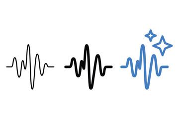 Set of audio waveform line icons with magic sparkle stars for smart voice enhancement © Abdul Hamid
