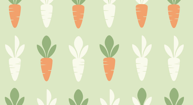 Easter Seamless Pattern with Eggs and Spring Elements Flat Vector Background