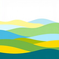 Obraz premium vibrant layered landscape with rolling hills and clear blue water abstract background