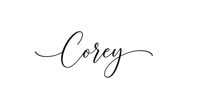 The name Corey written in elegant artistic calligraphy