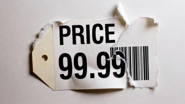 Torn Price Tag Symbolizing Inflation and Price Surge Concept