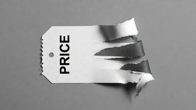 Torn Price Tag Concept Symbolizing Inflation and Price Surge